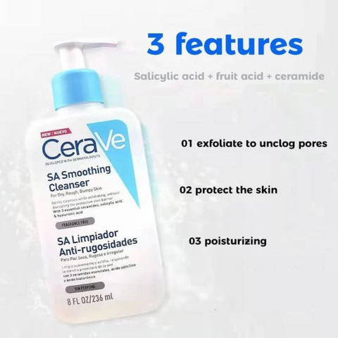 CeraVe SA Smoothing Cleanser For Dry, Rough, Bumpy Skin