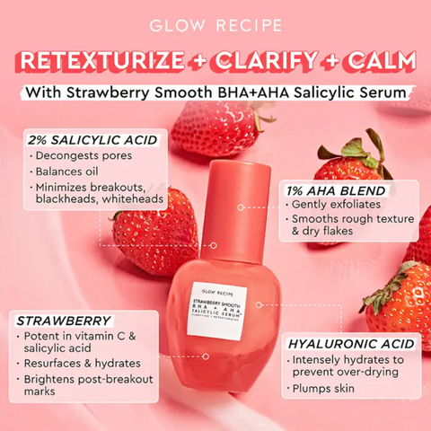 Glow Recipe Strawberry Smooth BHA + AHA Salicylic Serum 30ML