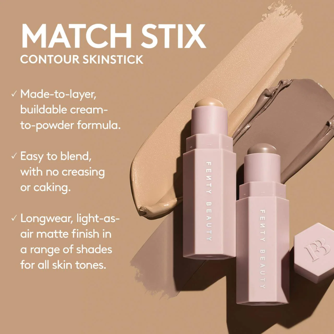 Fenty Beauty Match Stix contour skinstick with product and brand name on a beige background