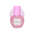 Pink serum bottle with a white label on a white background