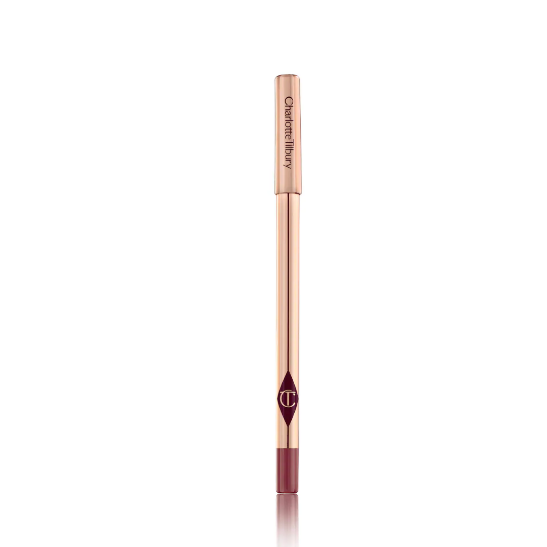 Makeup pencil with brand logo on a white background