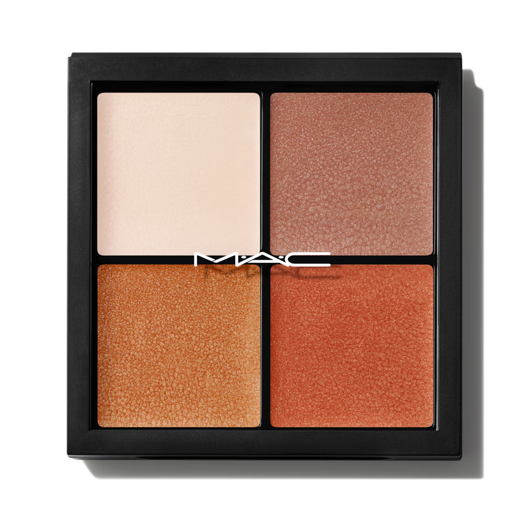 MAC eyeshadow palette with four different shades on a white background