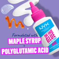 NYX Face Glue bottle with colorful text on a purple background