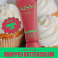 NYX lip balm with whipped cream and cupcake in the background